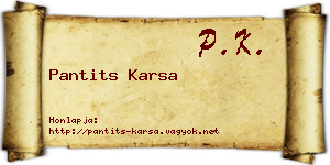 Pantits Karsa névjegykártya